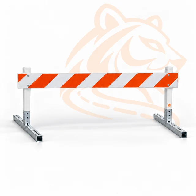 Studio render of 8FT Type 1 Barricade — Orange/White, Double Sided