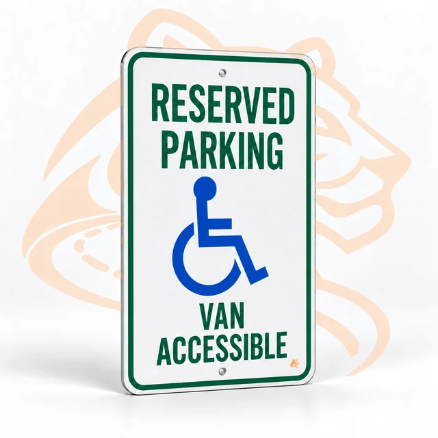 Studio render of Reserved Parking, Van Accessible — R7-8, 12" x 18"