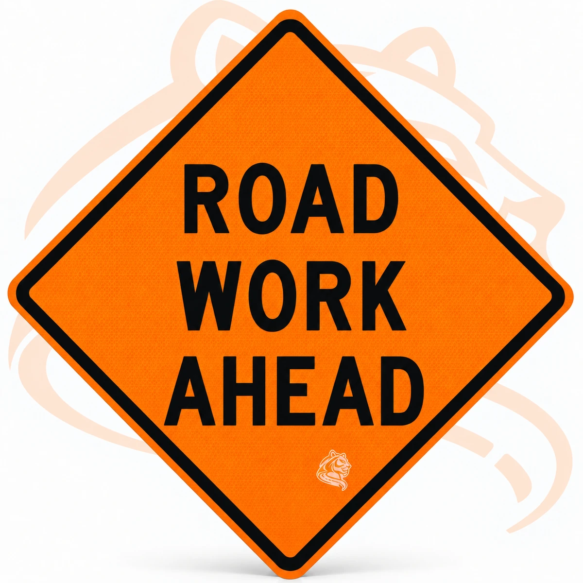 Studio render of ROAD WORK AHEAD Sign