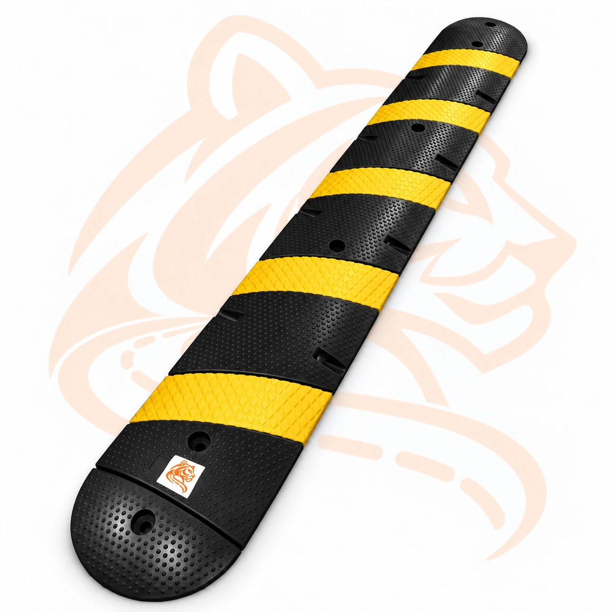 Studio render of Premium Speed Hump Section — Yellow Stripes