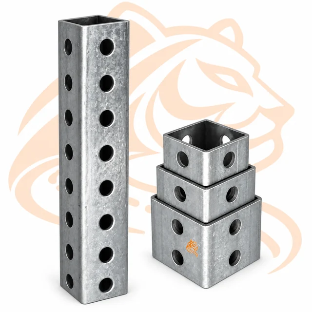 Studio render of Square Perforated Sign Post