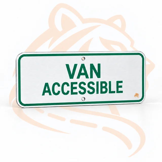 Studio render of VAN ACCESSIBLE Plaque — R7-8aP, 12" x 6"