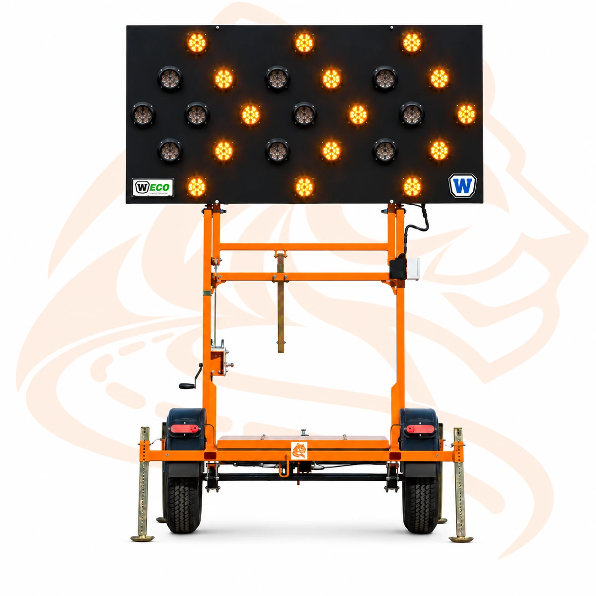 Studio render of Wanco Folding Frame Arrow Board — 25 Light