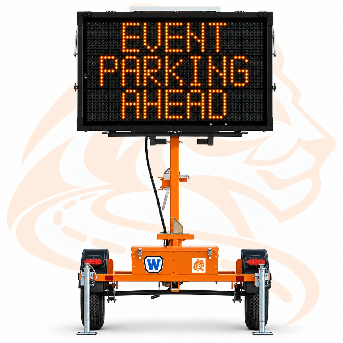Studio render of Wanco Mini Matrix Message Board — Hydraulic Lift