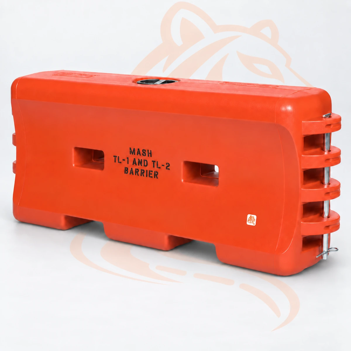 Studio render of TL-2 Water-Cable Barrier — Orange