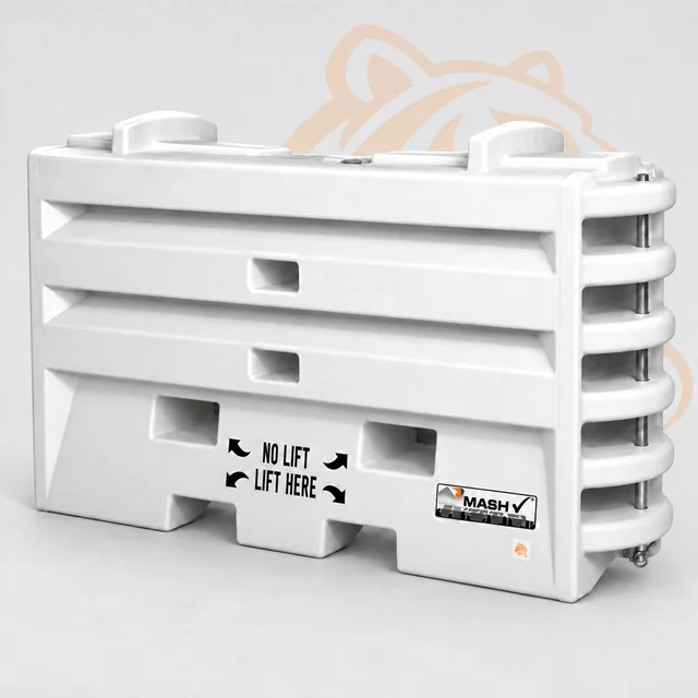 Studio render of TL-3 Sentry Water-Cable Barrier — White